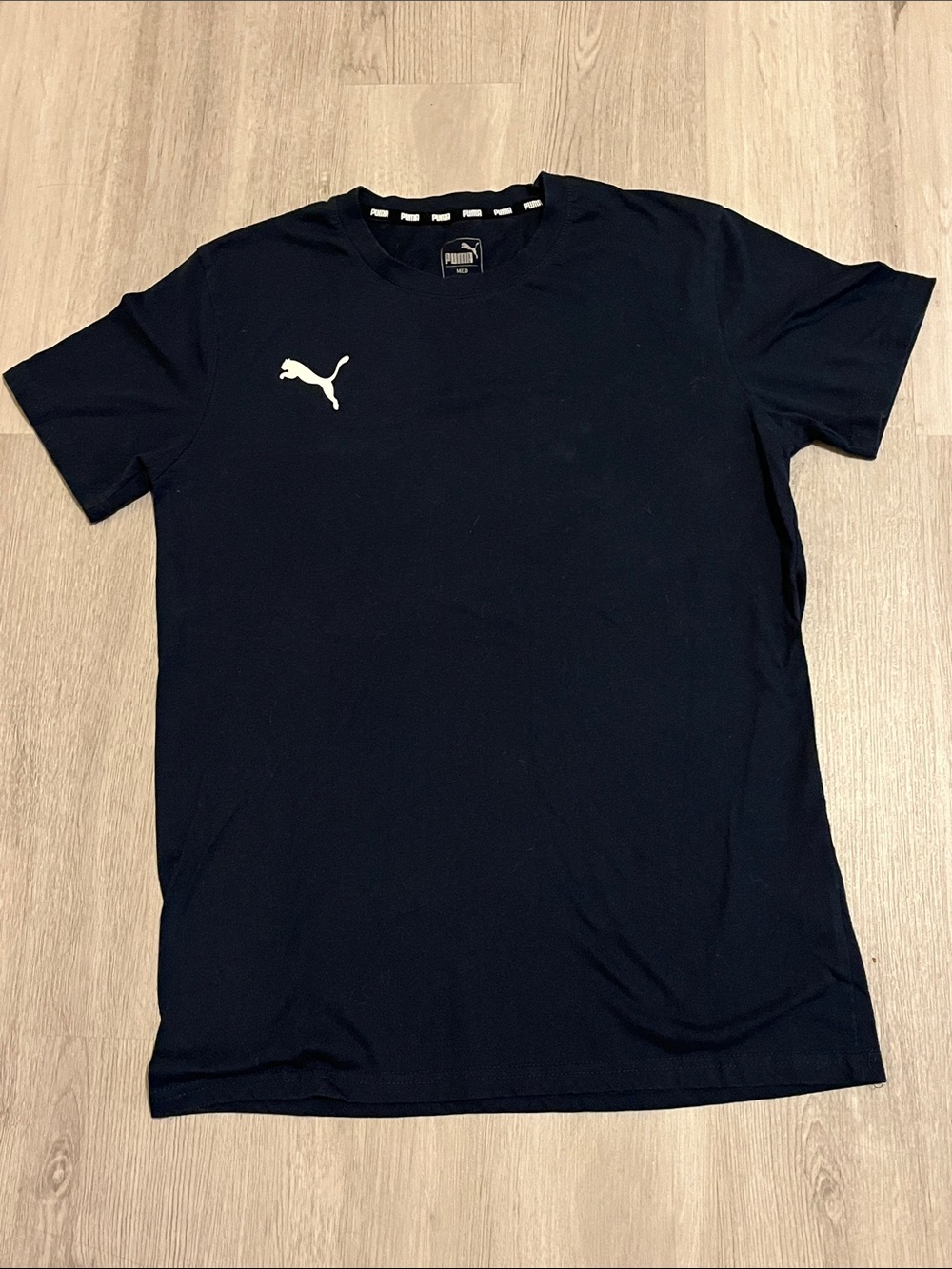 Puma Men’s Black Short Sleeve Crew Tee with White Logo